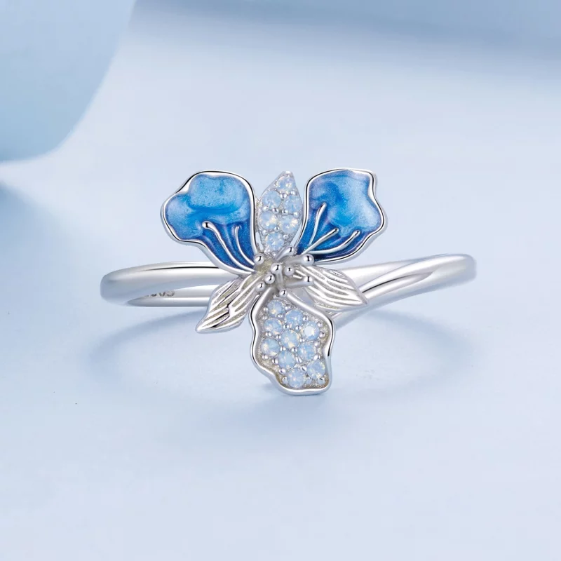 (image pour) Bague ouverte Style PANDORA Iris Bleu - BSR509-E - Afficher 3