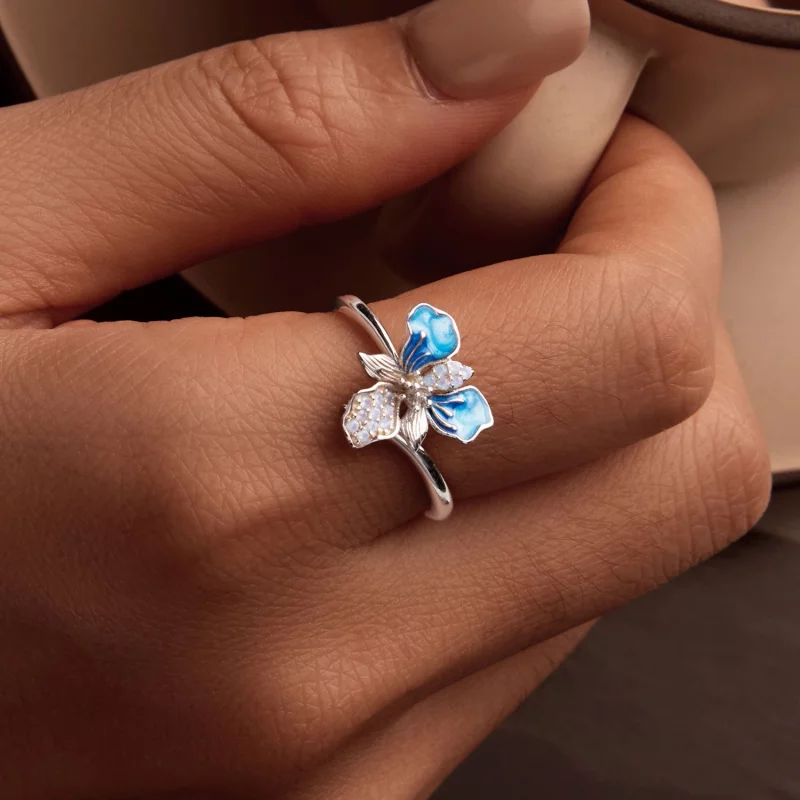 (image pour) Bague ouverte Style PANDORA Iris Bleu - BSR509-E - Afficher 6