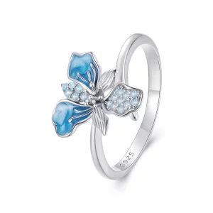 (image pour) Bague ouverte Style PANDORA Iris Bleu - BSR509-E