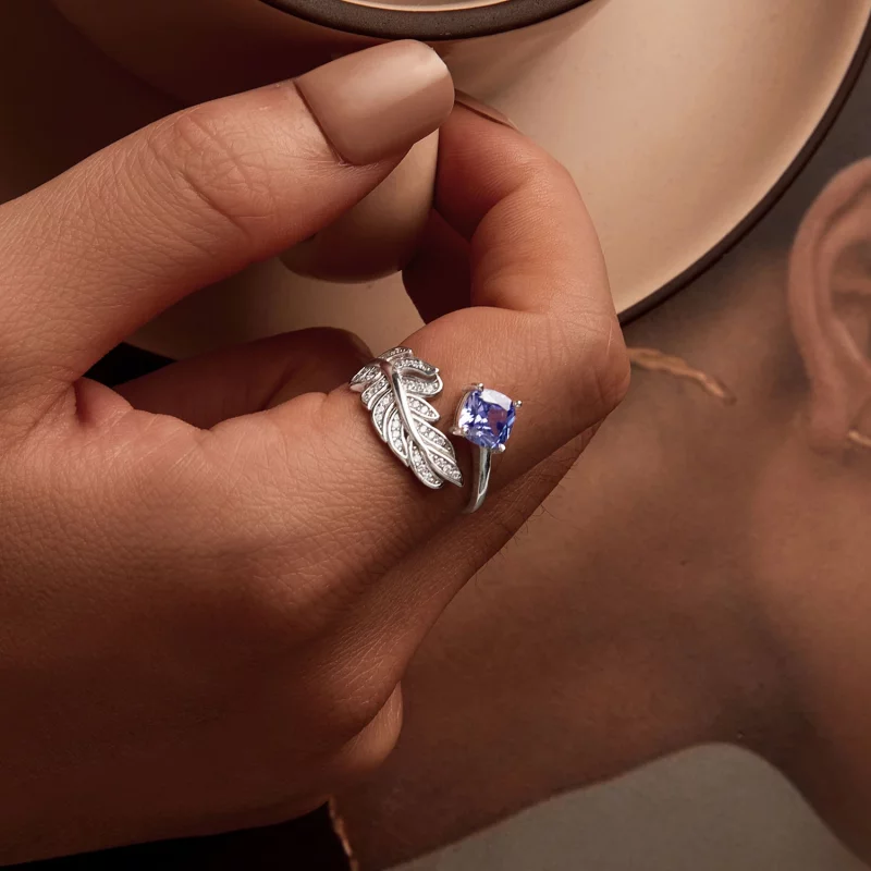 (image pour) Bague Plume Ouverte Style PANDORA - BSR518-E - Afficher 5