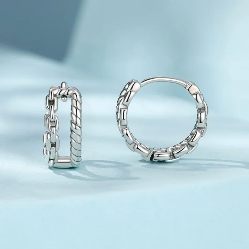 (image pour) Boucles d'oreille à ardillon double couche style PANDORA - SCE1702 - Afficher 2