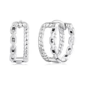 (image pour) Boucles d'oreille à ardillon double couche style PANDORA - SCE1702
