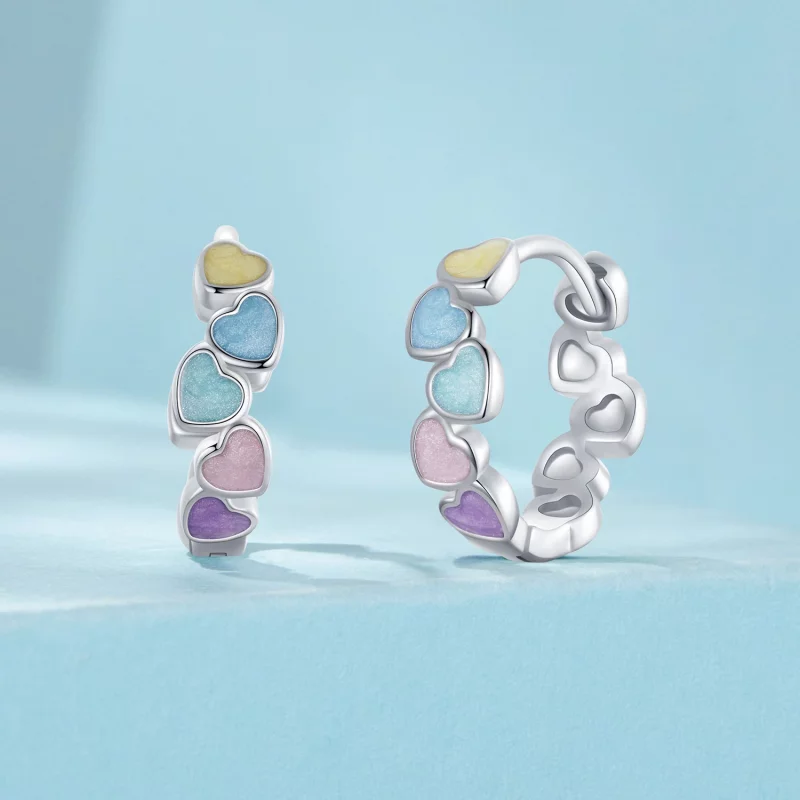 (image pour) Boucles d'oreilles en forme de cœur colorées style PANDORA Dopamine - SCE1694 - Afficher 2