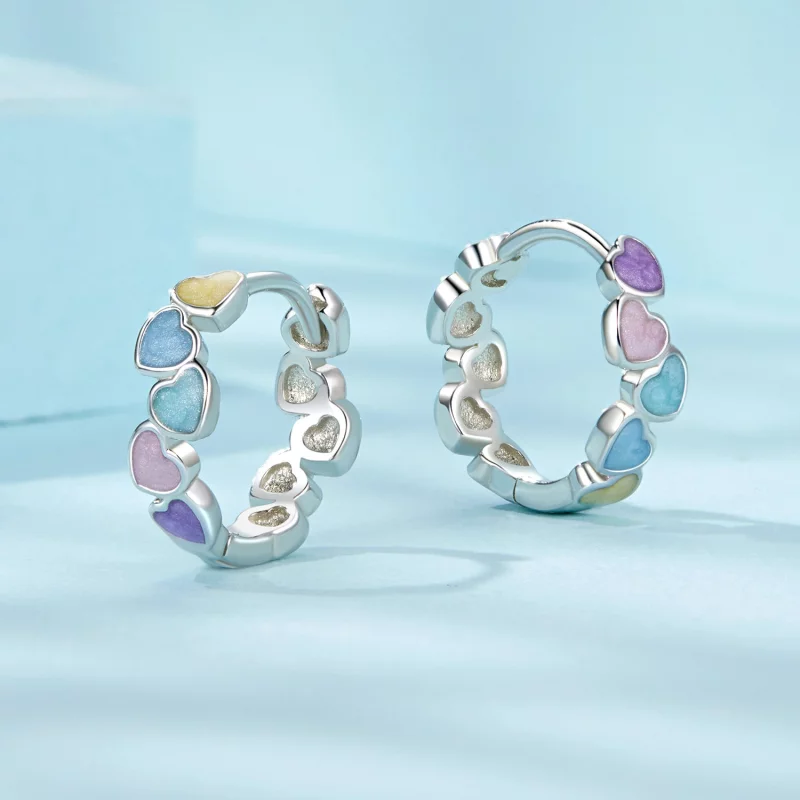 (image pour) Boucles d'oreilles en forme de cœur colorées style PANDORA Dopamine - SCE1694 - Afficher 3