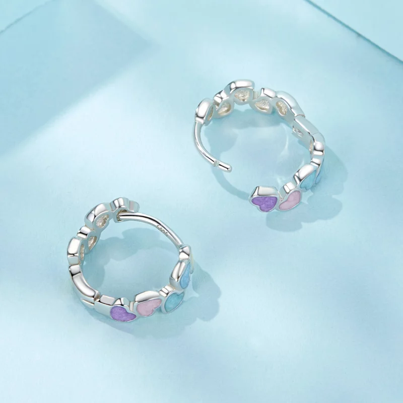 (image pour) Boucles d'oreilles en forme de cœur colorées style PANDORA Dopamine - SCE1694 - Afficher 4