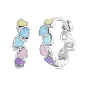 (image pour) Boucles d'oreilles en forme de cœur colorées style PANDORA Dopamine - SCE1694
