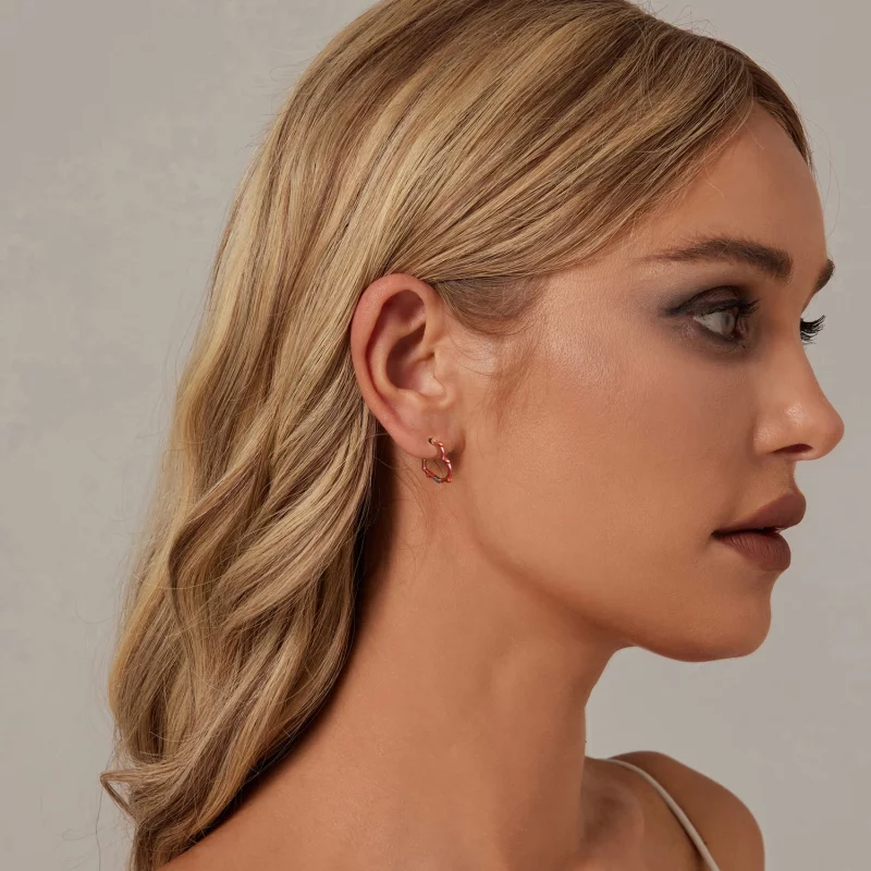 (image pour) Boucles d'oreilles en forme de cœur rose style PANDORA - SCE1698 - Afficher 7