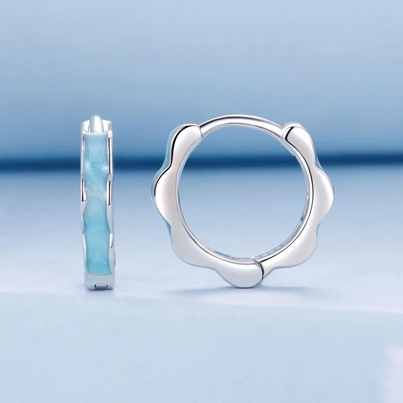 (image pour) Boucles d'oreilles en forme de fleur bleue style PANDORA - BSE955 - Afficher 2