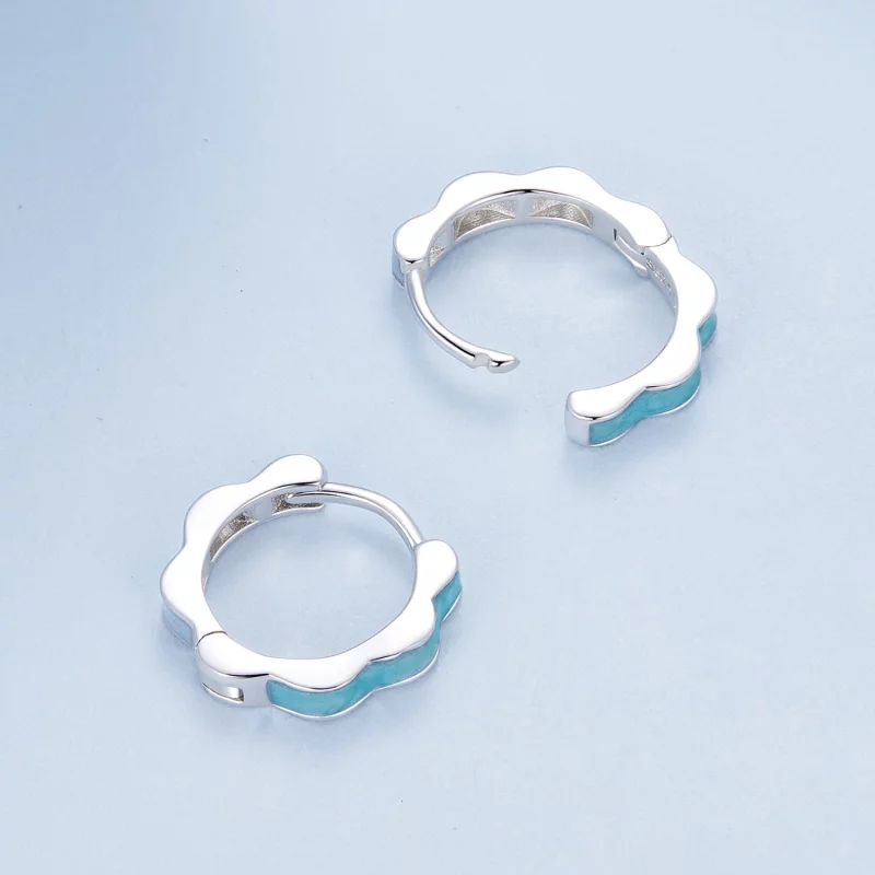 (image pour) Boucles d'oreilles en forme de fleur bleue style PANDORA - BSE955 - Afficher 4