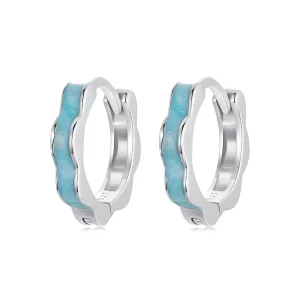 (image pour) Boucles d'oreilles en forme de fleur bleue style PANDORA - BSE955