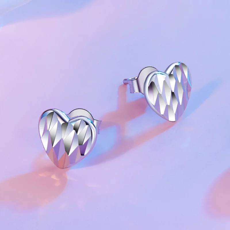 (image pour) Boucles d'oreilles fleur en forme de cœur style PANDORA - SCE1703 - Afficher 3