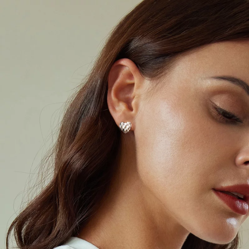 (image pour) Boucles d'oreilles fleur en forme de cœur style PANDORA - SCE1703 - Afficher 7