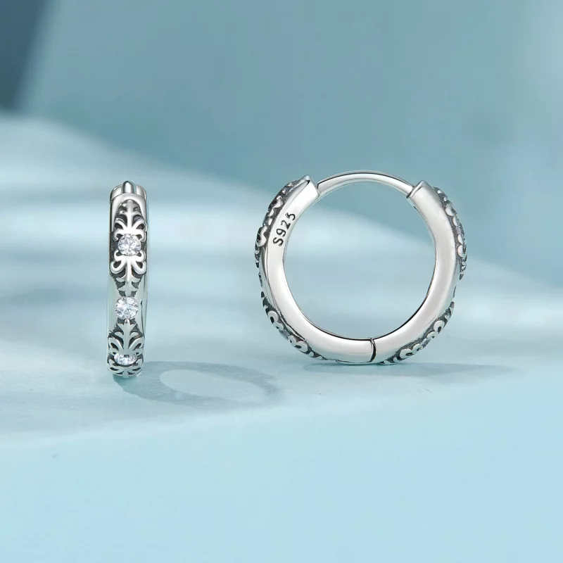 (image pour) Boucles d'oreilles motif rétro style PANDORA - SCE1701 - Afficher 2