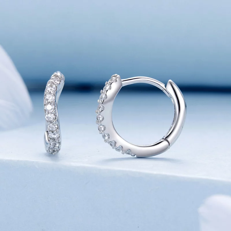 (image pour) Boucles d'oreilles ondulées style PANDORA - BSE959 - Afficher 2