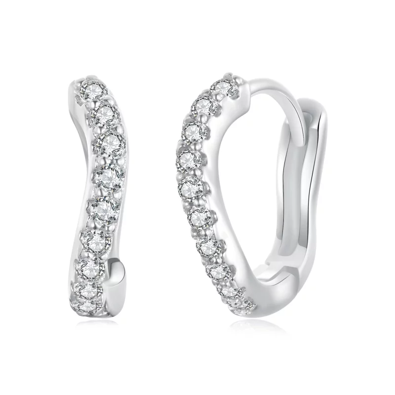 (image pour) Boucles d'oreilles ondulées style PANDORA - BSE959