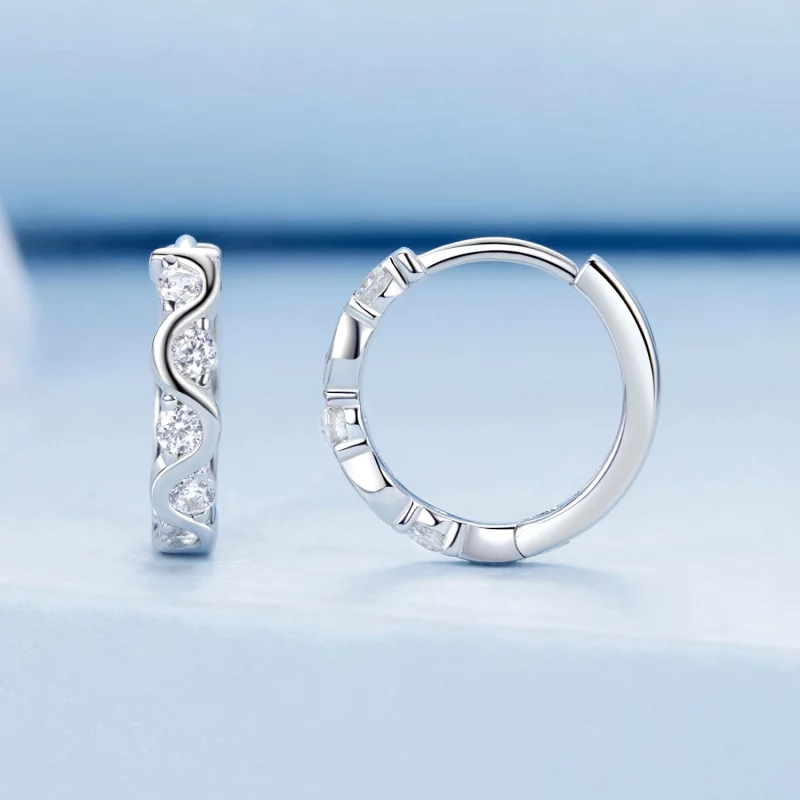 (image pour) Boucles d'oreilles ondulées style PANDORA - BSE963 - Afficher 2