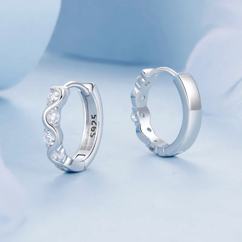 (image pour) Boucles d'oreilles ondulées style PANDORA - BSE963 - Afficher 3