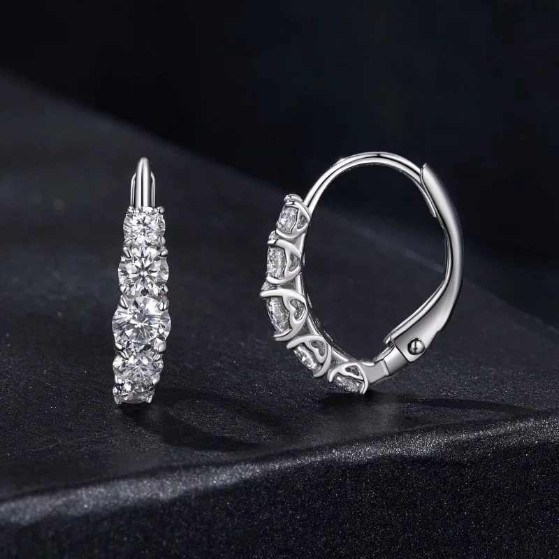 (image pour) Boucles d'oreilles PANDORA Style en Moissanite Étincelante (Deux Certificats) - - Afficher 2