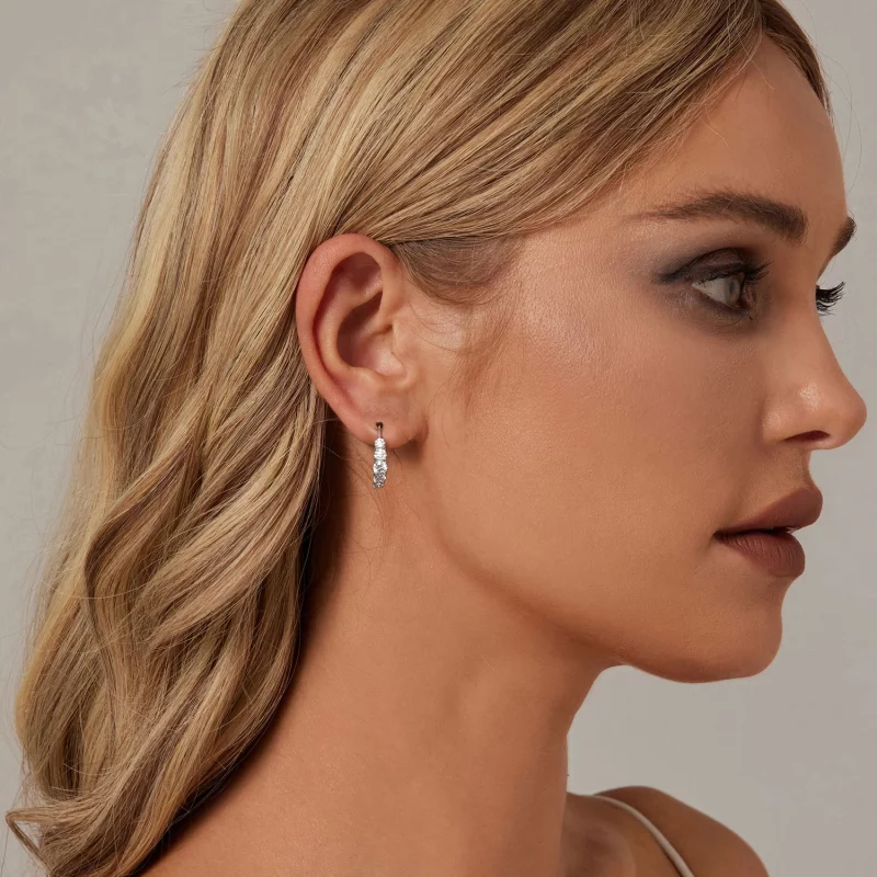 (image pour) Boucles d'oreilles PANDORA Style en Moissanite Étincelante (Deux Certificats) - - Afficher 7