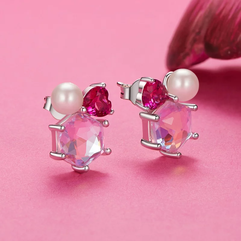(image pour) Boucles d'oreilles PANDORA Style Perle Rose Étincelante - SCE1697 - Afficher 2