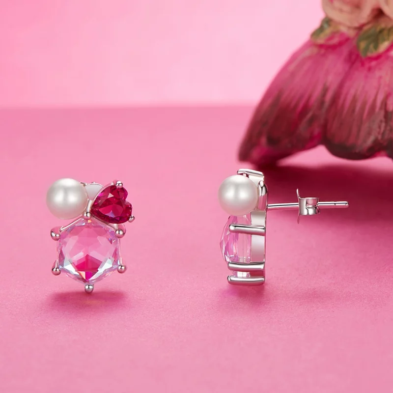 (image pour) Boucles d'oreilles PANDORA Style Perle Rose Étincelante - SCE1697 - Afficher 3