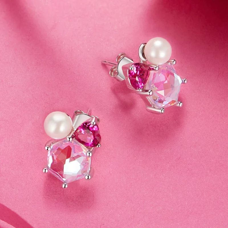 (image pour) Boucles d'oreilles PANDORA Style Perle Rose Étincelante - SCE1697 - Afficher 4