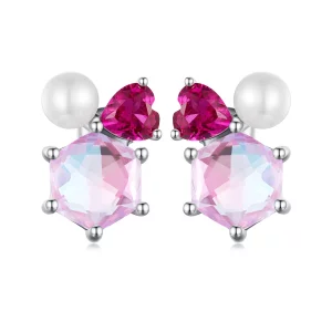 (image pour) Boucles d'oreilles PANDORA Style Perle Rose Étincelante - SCE1697