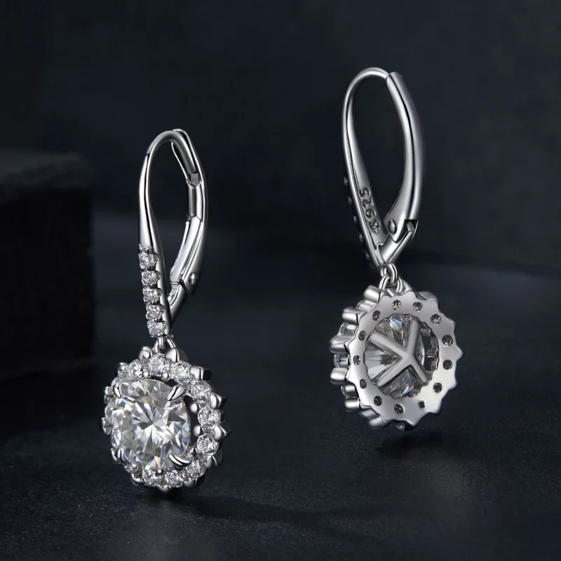 (image pour) Boucles d'oreilles PANDORA Style Scintillantes 1Ct Moissanite (Deux Certificats) - Afficher 2