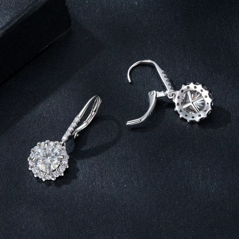 (image pour) Boucles d'oreilles PANDORA Style Scintillantes 1Ct Moissanite (Deux Certificats) - Afficher 3