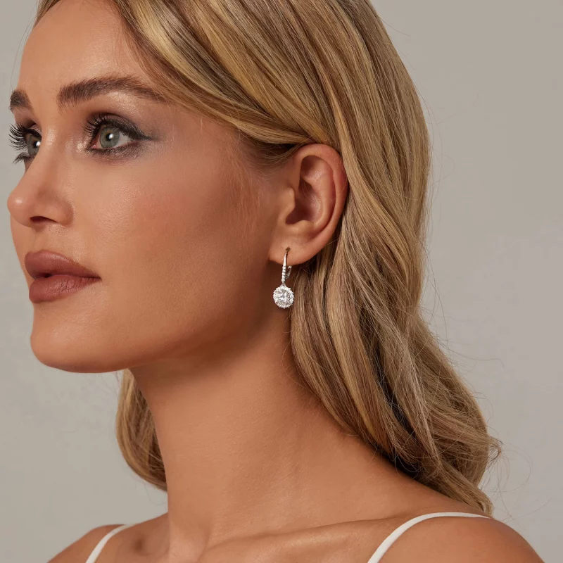 (image pour) Boucles d'oreilles PANDORA Style Scintillantes 1Ct Moissanite (Deux Certificats) - Afficher 5