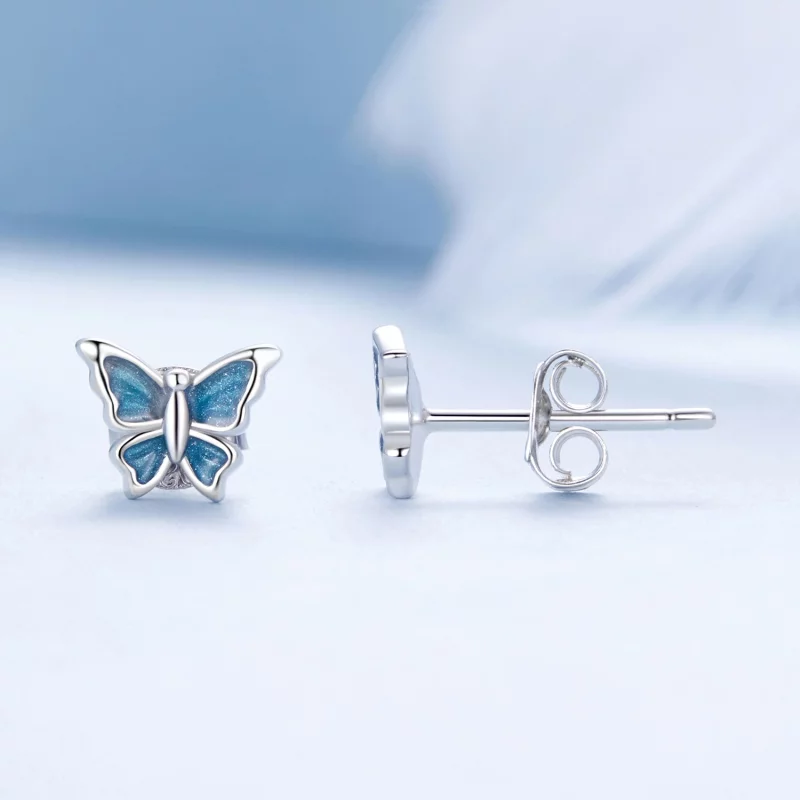 (image pour) Boucles d'oreilles Papillon Bleu Style PANDORA - BSE957 - Afficher 4