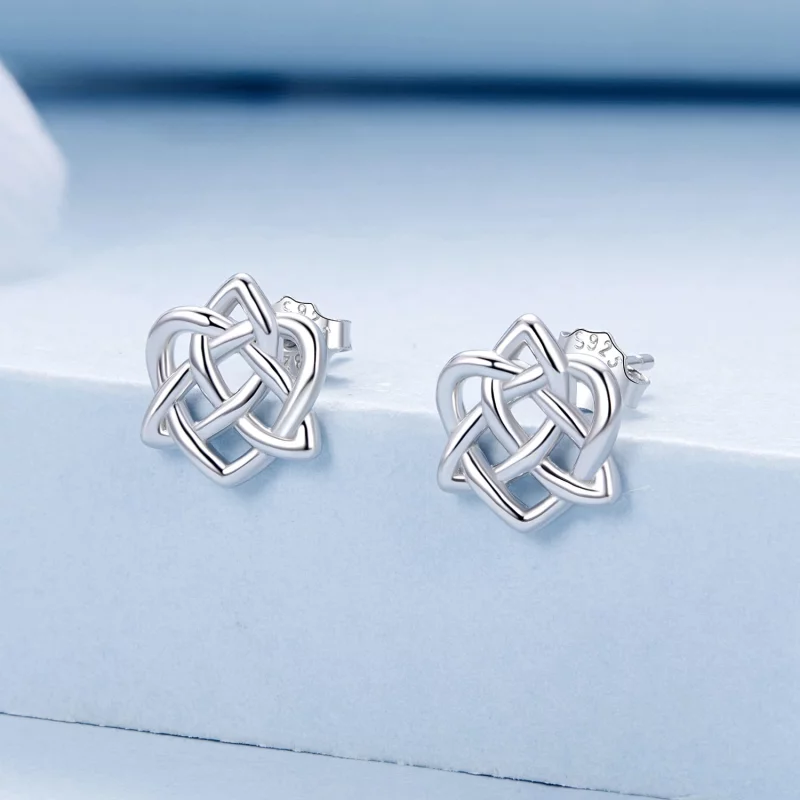 (image pour) Boucles d'oreilles style PANDORA à motif nœud celtique - BSE958 - Afficher 2