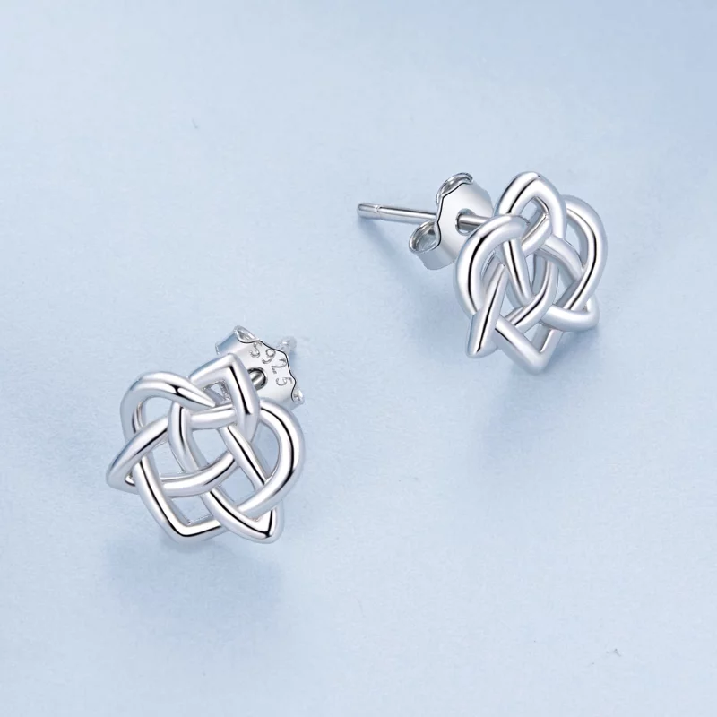 (image pour) Boucles d'oreilles style PANDORA à motif nœud celtique - BSE958 - Afficher 3