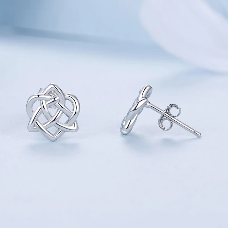 (image pour) Boucles d'oreilles style PANDORA à motif nœud celtique - BSE958 - Afficher 4
