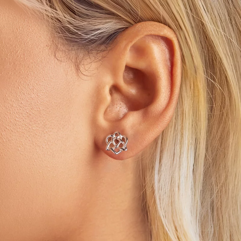 (image pour) Boucles d'oreilles style PANDORA à motif nœud celtique - BSE958 - Afficher 5