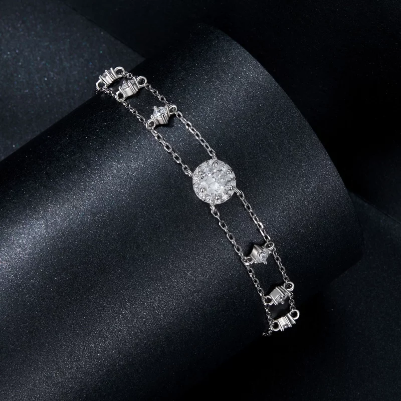 (image pour) Bracelet PANDORA Style à Double Moissanite Scintillant (Un Certificat) - MSB013 - Afficher 2