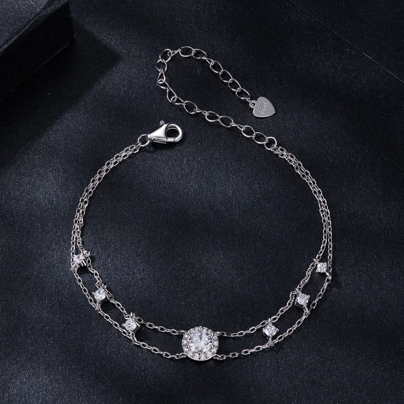 (image pour) Bracelet PANDORA Style à Double Moissanite Scintillant (Un Certificat) - MSB013 - Afficher 3
