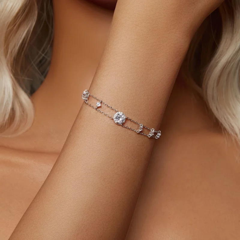(image pour) Bracelet PANDORA Style à Double Moissanite Scintillant (Un Certificat) - MSB013 - Afficher 5