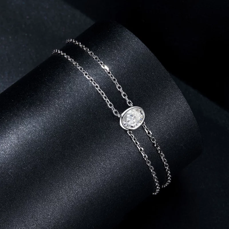 (image pour) Bracelet PANDORA Style en Moissanite 1Ct Double Couche (Un Certificat) - MSB012 - Afficher 2