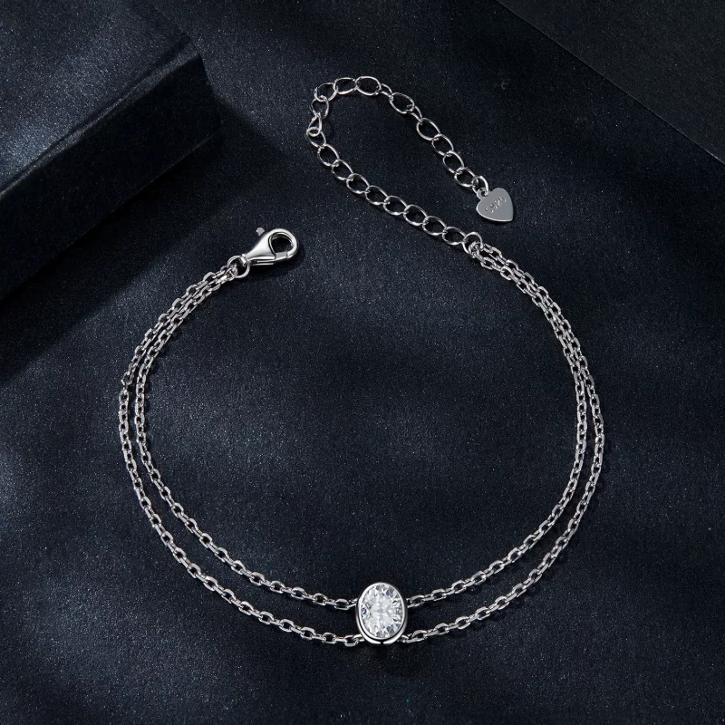 (image pour) Bracelet PANDORA Style en Moissanite 1Ct Double Couche (Un Certificat) - MSB012 - Afficher 3