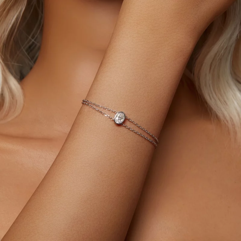 (image pour) Bracelet PANDORA Style en Moissanite 1Ct Double Couche (Un Certificat) - MSB012 - Afficher 5
