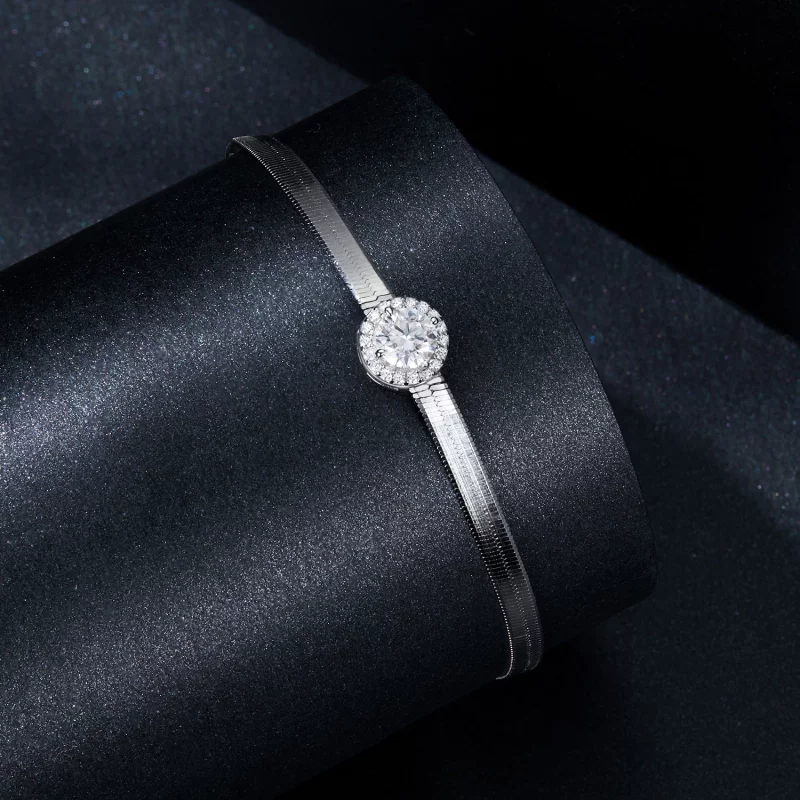 (image pour) Bracelet Snake Bone en Moissanite 0,5 Ct Style PANDORA (Un Certificat) - MSB011 - Afficher 2