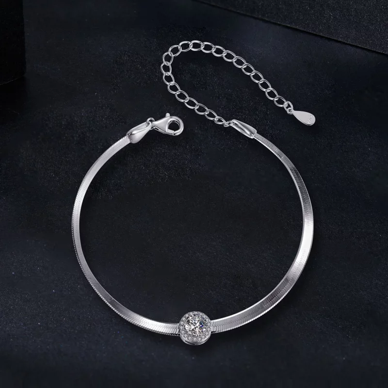(image pour) Bracelet Snake Bone en Moissanite 0,5 Ct Style PANDORA (Un Certificat) - MSB011 - Afficher 3