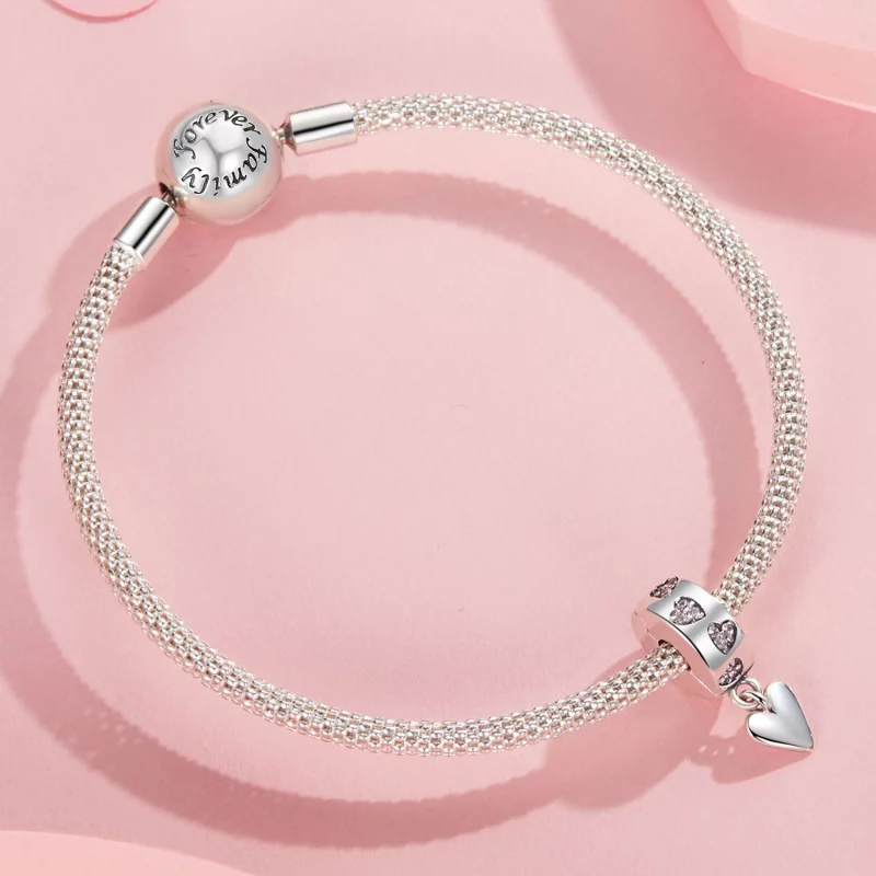(image pour) Charme à Boucle en Silicone Cœur Intelligent Style PANDORA - SCC2694 - Afficher 5