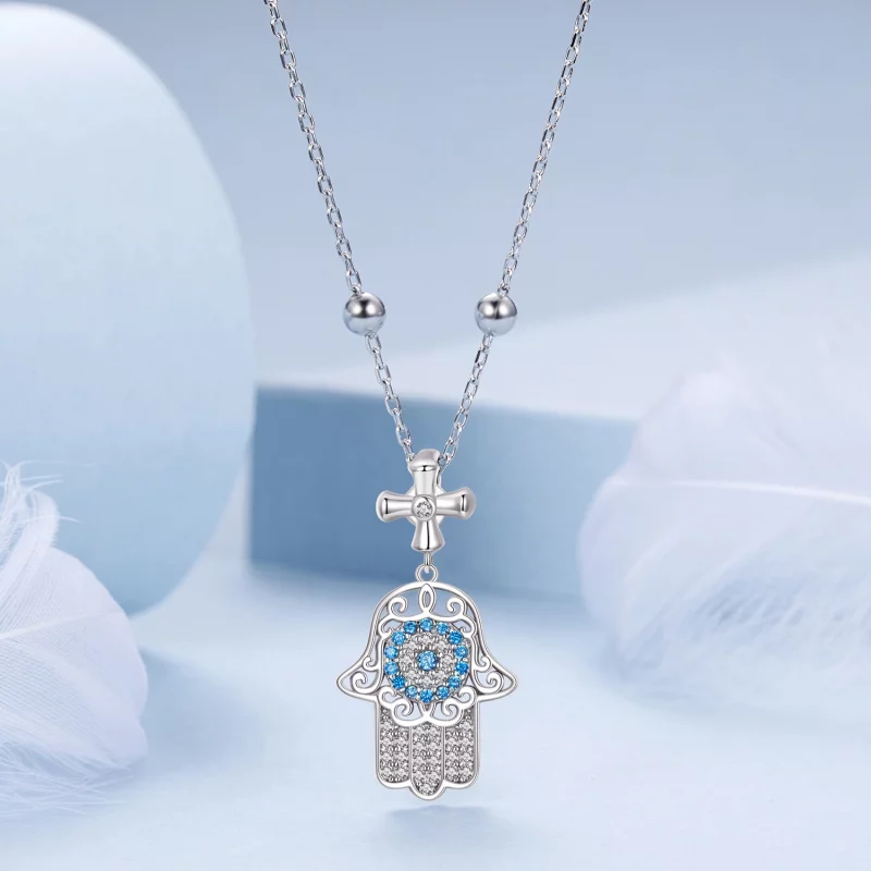 (image pour) Collier Main de Fatima Style PANDORA - BSN369 - Afficher 3