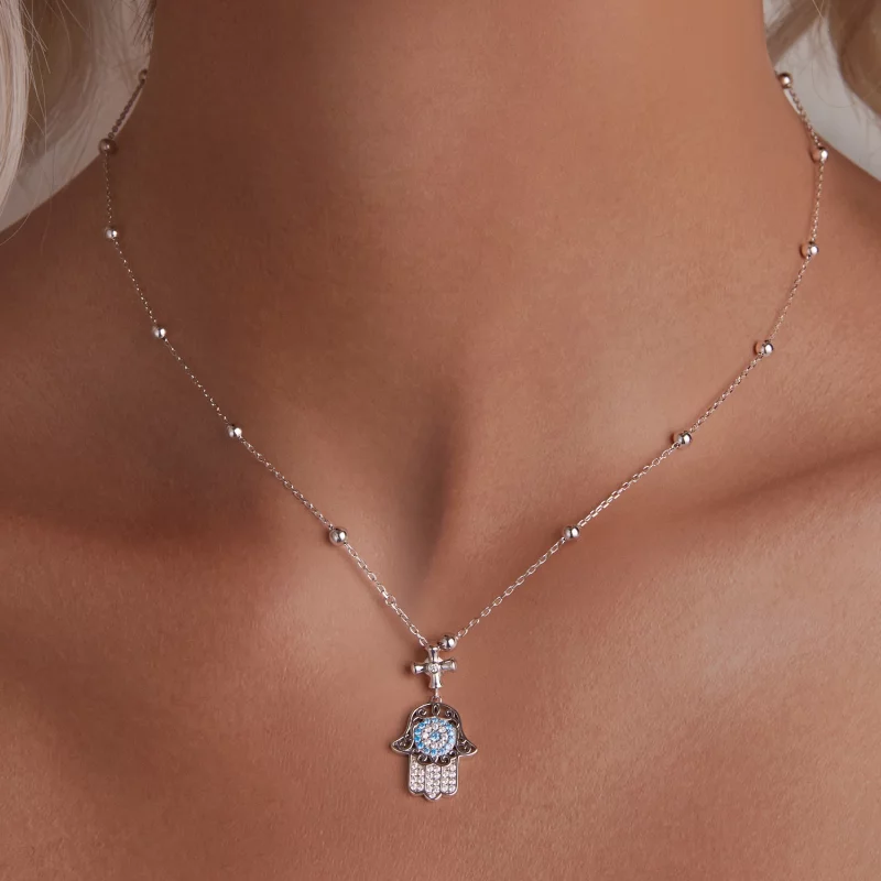 (image pour) Collier Main de Fatima Style PANDORA - BSN369 - Afficher 6
