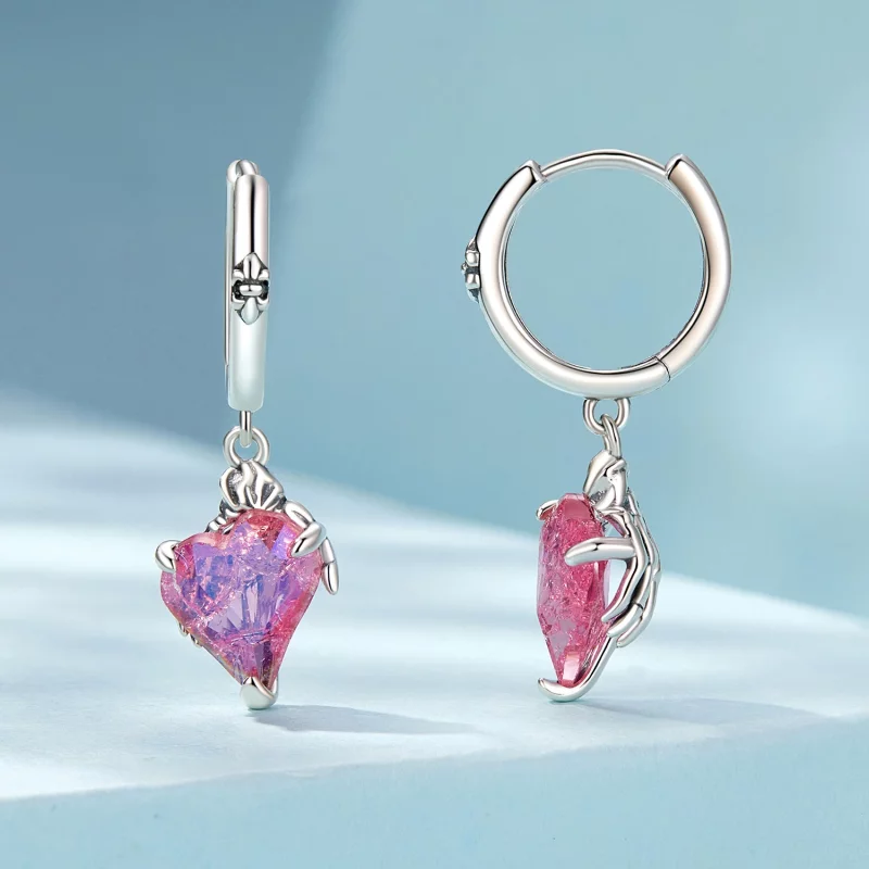 (image pour) PANDORA Style Boucles d'Oreille Main Squelette en Forme de Cœur - SCE1705 - Afficher 2