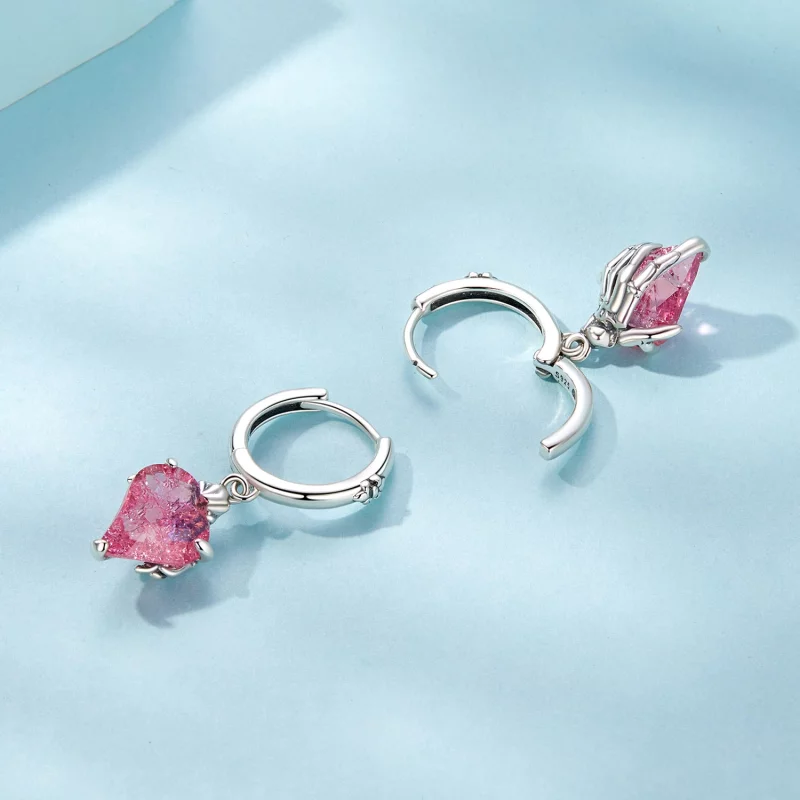 (image pour) PANDORA Style Boucles d'Oreille Main Squelette en Forme de Cœur - SCE1705 - Afficher 4