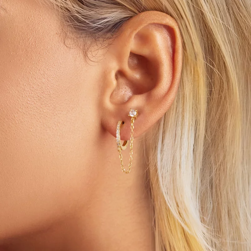 (image pour) PANDORA Style Boucles d'oreilles plaquées or exquises - SCE1678-B - Afficher 5