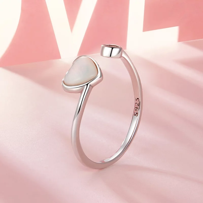 (image pour) Bague ouverte PANDORA Style Cœur Battant en coquille blanche - BSR520-E - Afficher 2